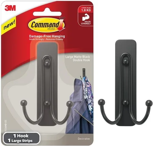 Command Ganchos de pared grandes, ganchos de pared colgantes sin daños con tiras adhesivas, ganchos de doble pared sin herramientas para colgar