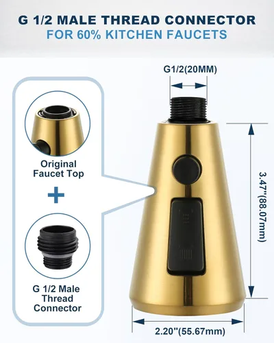Miniatura 4 de Cabezal de pulverización desplegable de repuesto - para cabezal de rociador de llave de cocina con 9 adaptadores, rociadores de llave extraíbles