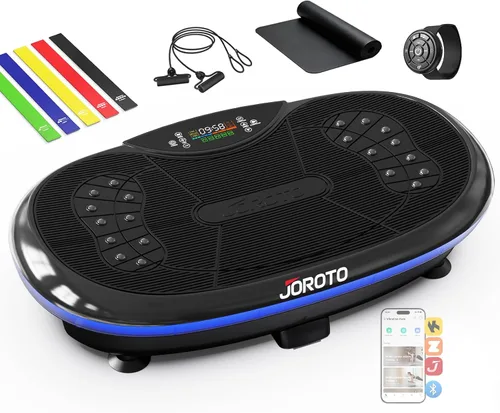 JOROTO 4D Vibration Plate Exercise Machine, 3-Motor App-Controlled High-Intensity Adjustable Speed Vibration Plate for Weight Loss & Lymphatic