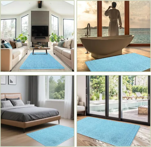 Miniatura 141 de Alfombra de baño pequeña de 12 x 18 pulgadas, lavable y absorbente, antideslizante, alfombra de baño de felpilla gruesa y suave para baño, ducha