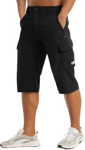 MAGCOMSEN Pantalones cortos de entrenamiento para hombre, de secado rápido, 34, pantalones capri con bolsillos con cremallera, pantalones cortos