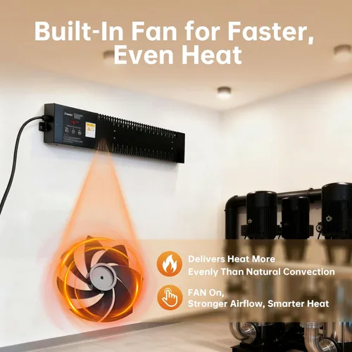 Miniatura 4 de Calentador utilitario con termostato integrado, calentador eléctrico para casa de bombas de 600W 120V, diseño de convección con ventilador