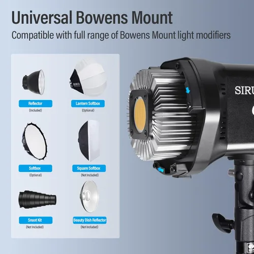 Miniatura 7 de SIRUI CS100B 100W bicolor LED luz de video, 2700K-6500K luz diurna iluminación continua, CRI 96, TLCI 98 3600Lux/m, montaje Bowens, control APP 12