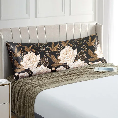 Miniatura 43 de EXQ Home - Funda de almohada de satén para cuidar el cabello y la piel, tamaño estándar, de seda con estampado negro, juego de 2 fundas con cierre