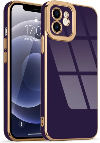 Miniatura 189 de Lafunda Diseñada para iPhone 13 Pro, fundas lujosas con chapado lindo para mujeres y niñas, elegante borde dorado, a prueba de golpes, TPU con funda