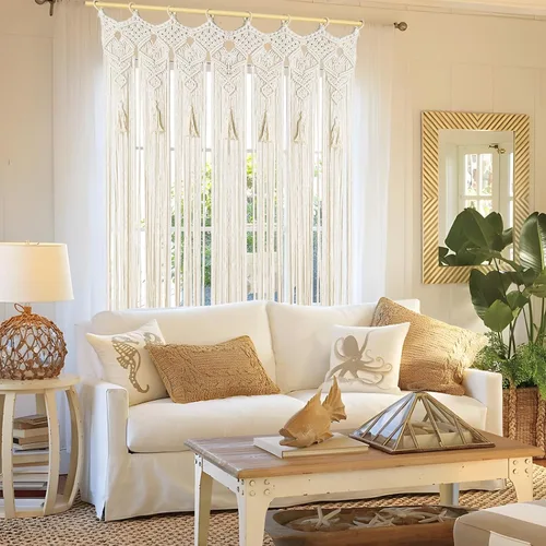 Miniatura 3 de Cortina bohemia de macramé hecha a mano con borlas, gran macramé para colgar en la pared, divisor de habitación para sala de estar, dormitorio