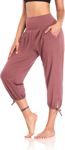 DIBAOLONG - Pantalones de yoga para mujer, pantalones capri sueltos para entrenamiento, pantalones deportivos cómodos con bolsillos