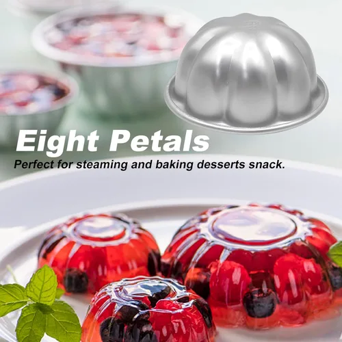 Miniatura 6 de 6 moldes de tarta de huevo de aleación de aluminio, tartaletas para hornear, forma de flor, antiadherentes, moldes para tartas de huevo, 3.5 x 1.6
