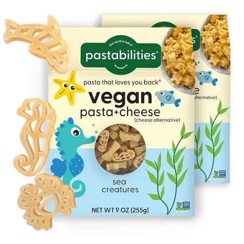Miniatura 5 de Pastabilities Macarrones y queso veganos para niños (y adultos) - Under the Sea - Fun Shapes Sea Creatures, tamaño familiar - Sirve 4, mezcla