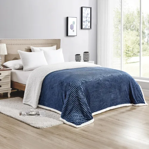 Miniatura 7 de Elegant Comfort Manta reversible de pana sherpa, peso medio y súper afelpada, manta de franela suave, mullida y afelpada, microgamuza, patrón de Gris