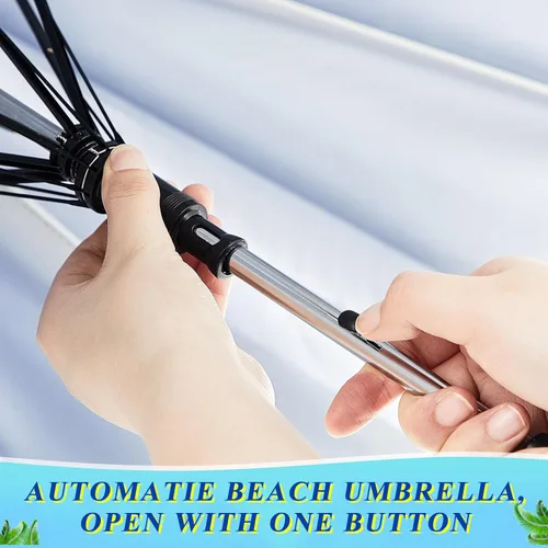 Miniatura 4 de Buryeah Paraguas automático para silla con abrazadera universal de 44 pulgadas, UPF 50+, abrazadera portátil en silla de playa, sombrilla ajustable