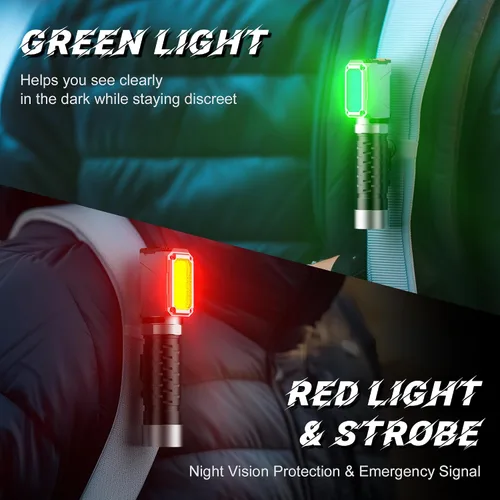 Miniatura 7 de Linterna Anhay Recargable 2000LM Linterna EDC con Luz Roja Verde 5 Modos Linterna LED Brillante Linterna Magnética Potente y Mini Linterna