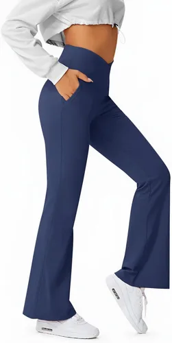 Miniatura 55 de HEGALY Pantalones de yoga acampanados para mujer, leggings cruzados, suaves, de cintura alta, pantalones casuales de entrenamiento con corte de bota