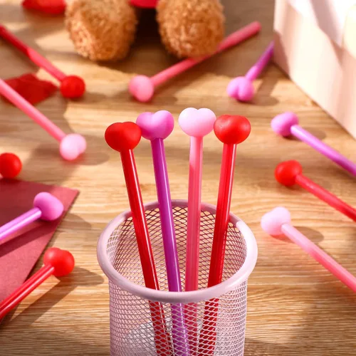 Miniatura 5 de Sayglossy 100 bolígrafos de corazón para el día de San Valentín, bolígrafos de tinta de gel a granel, regalo para compañeros de trabajo, vacaciones
