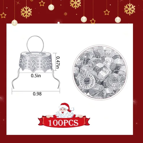 Miniatura 2 de moonoom 100 tapas redondas de adorno de Navidad, perchas de repuesto para árbol de Navidad, porcelana, cerámica o vidrio, decoraciones de bricolaje