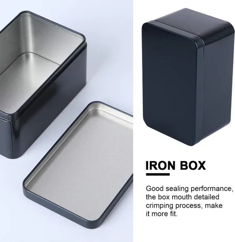 Miniatura 7 de DOITOOL Caja rectangular de almacenamiento de té de hojalata de 5.11 x 3.14 x 2.55 pulgadas, contenedor portátil de metal pequeño para hojas de té