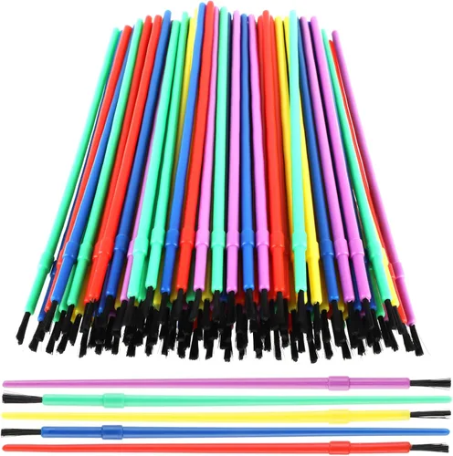 Prasacco Juego de 100 pinceles de pintura, pinceles de plástico para niños para óleo y acuarela, kit de pintura de detalles coloridos para