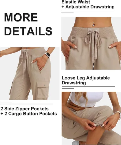 Miniatura 5 de MoFiz Pantalones cargo capri de senderismo para mujer, ligeros, de secado rápido, atléticos, viajes, casuales, holgados, cómodos, bonitos bolsillos
