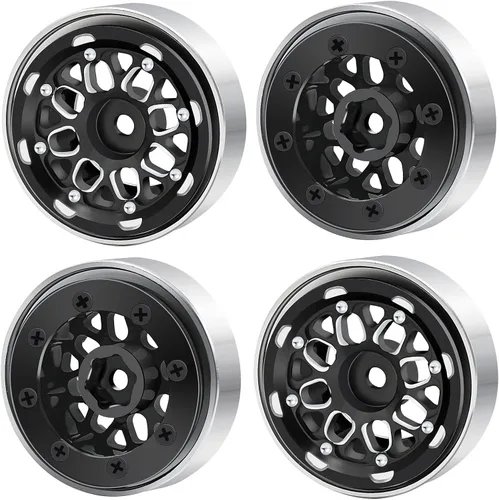 Miniatura 4 de Benedict Harry - Juego de 4 ruedas para llantas de oruga para 1/18 TRX4M TRX4-M Axial AX24 SCX24 Bronco Deadbolt C10 JLU Gladiator piezas de Negro