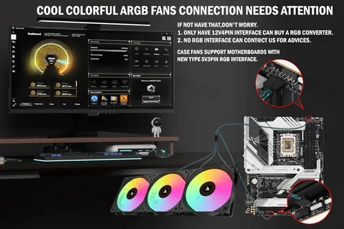 Miniatura 9 de KEDIERS ATX - Carcasa de PC de media torre, 5 ventiladores ARGB PWM de 4.724 in preinstalados, paneles de madera de nogal impreso, vidrio templado