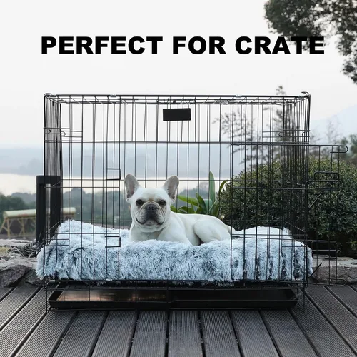 Miniatura 3 de Bedfolks Cama Impermeable para Jaula de Perro con Funda Extraíble Lavable, Almohadilla de Piel Sintética de Felpa para Perros Grandes, Cama Mullida