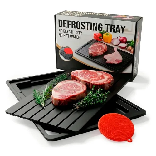 Miniatura 11 de Bandeja de descongelación para carne congelada de 11.6 x 8.2 pulgadas – Bandeja de descongelación de carne no eléctrica de aluminio para carne