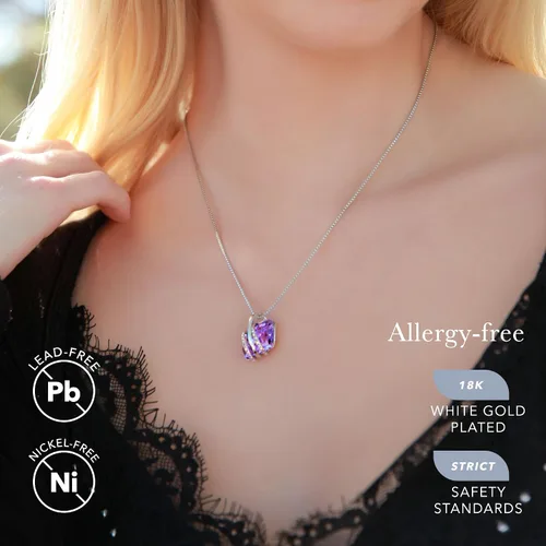 Miniatura 64 de Leafael Wish Stone - Collar con dije chapado en oro rosa de 18 quilates, con cristales de Swarovski, joyería de piedra natal, 18 pulgadas + 2
