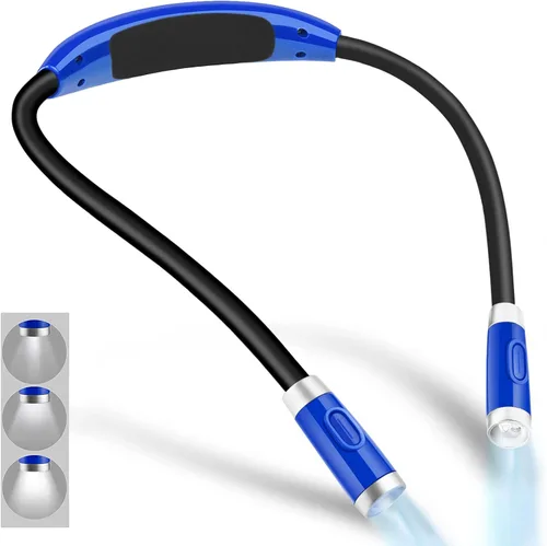Miniatura 9 de Vekkia Luz LED recargable de lectura para el cuello, luces de libro para leer en la cama, 3 niveles de brillo, brazos de silicona suave flexible