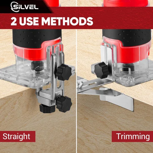 Miniatura 6 de SILVEL Enrutador de madera, enrutadores de madera de 800W para carpintería, herramienta de enrutador de madera manual de 6.5Amp 1.25HP, enrutador