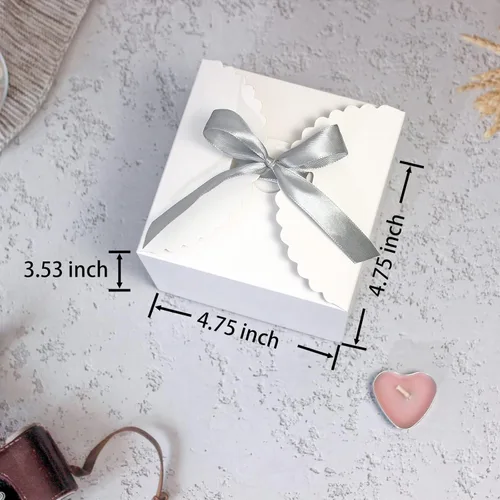 Miniatura 2 de WEWILUCK Pequeña caja de regalo blanca, 10 cajas de regalo bonitas con tapas a granel para bodas, propuestas de dama de honor, cumpleaños, fiestas