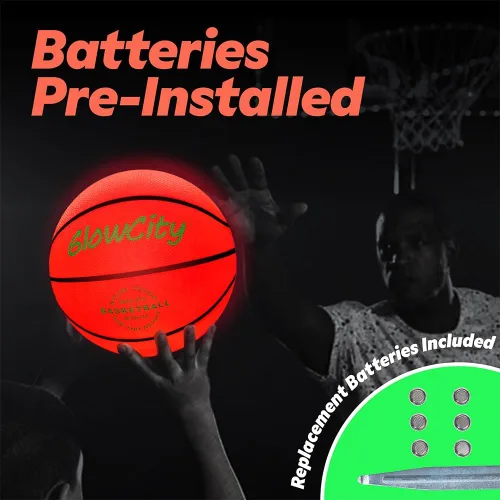 Miniatura 3 de GlowCity Baloncesto que brilla en la oscuridad – Tamaño 5, 6, 7 bola iluminada para niños, adolescentes y adultos – Juegos nocturnos al aire libre