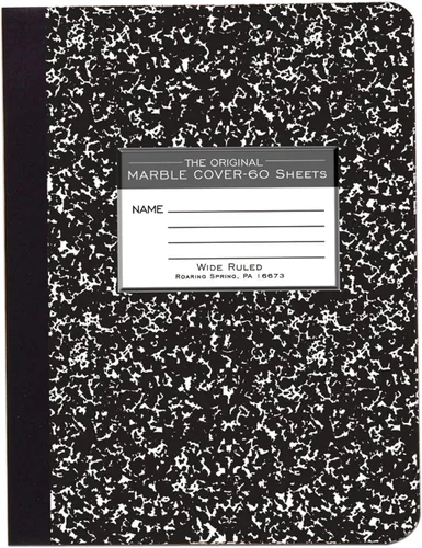 Miniatura 9 de ROARING SPRING Cuaderno de composición de tapa dura, libro de comp de mármol negro, 9.75 x 7.5 pulgadas, con rayas universitarias con margen, 100