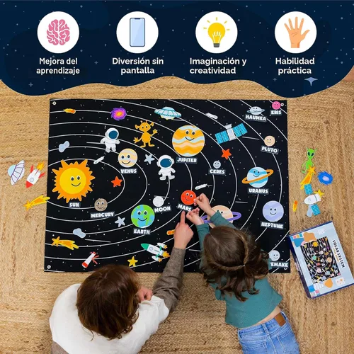 Miniatura 5 de BONNYCO Sistema Solar para Niños Juguetes con 61 Figuras de Fieltro. Juguetes Montessori del Espacio, Regalos de Cumpleaños para Niñas y Niños