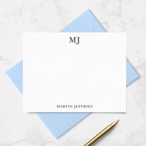 Miniatura 3 de Tarjetas de notas personalizadas con sobres, juego de papelería para hombres o mujeres con monograma y nombre - Papelería monogramada, tarjetas