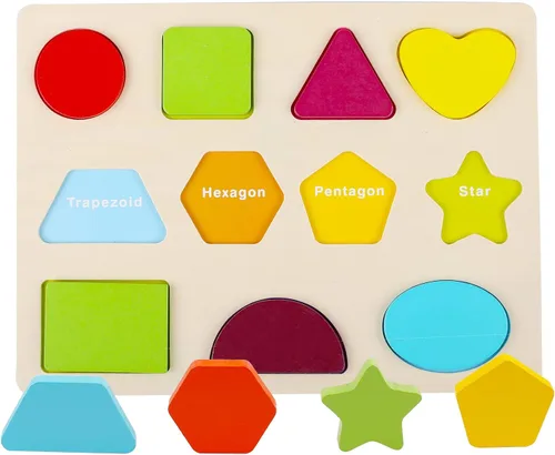 Miniatura 5 de Rompecabezas de Madera para Niños Pequeños, Kesletney Rompecabezas de Madera de Alfabeto Números Formas Aprendizaje para Niños, 3 en 1 Juguetes