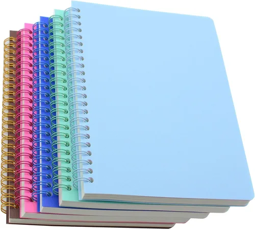 Yansanido Cuaderno de espiral, 5 unidades, A5, tapa blanda impermeable, 0.315 in, 80 hojas/160 páginas, diario para estudio y notas (ligero)
