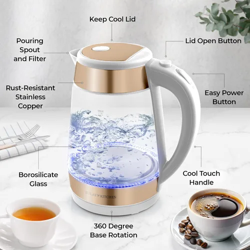 Miniatura 5 de Zulay Kitchen Hervidor de Agua Eléctrico de Ebullición Rápida - 1.7L, 1500W, Apagado Automático para Protección contra Sobreebullición y Ebullición