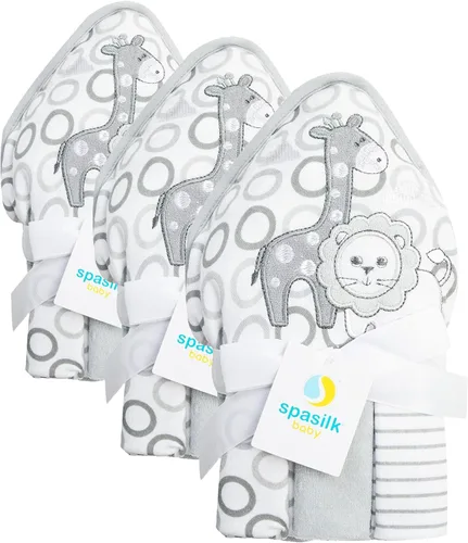 Miniatura 12 de Spasilk Toalla de baño con capucha para bebé con 3 paños de baño, artículos esenciales de baño para bebé, talla única, ballena azul (paquete de 3)