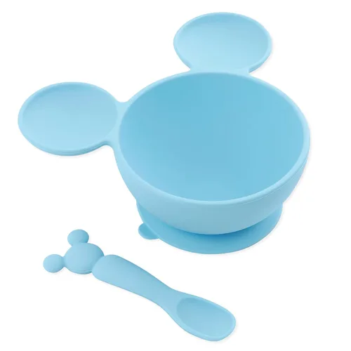 Miniatura 20 de Bumkins Tazón Disney Mickey Mouse, juego de alimentación de silicona con succión, incluye cuchara, elementos de entrenamiento para el destete guiado