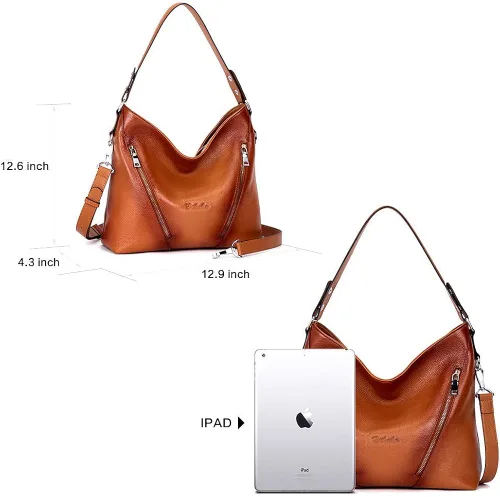 Miniatura 5 de BOSTANTEN Bolso de mano de cuero para mujer, bolso de mano grande de diseño tipo hobo y cartera de cuero para mujer, con bloqueo RFID, pequeño