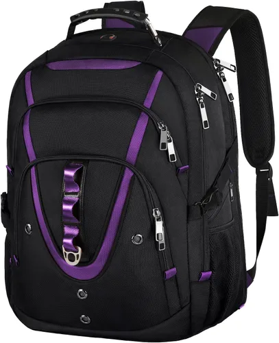 Miniatura 8 de Mochila para portátil de 18.4" para hombres, mochila extra grande de 55L-60L para laptops de juegos con puerto de cargador USB, aprobada para vuelos