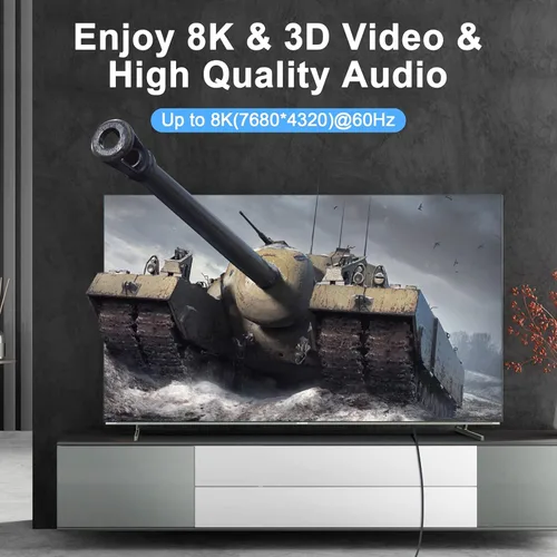 Miniatura 7 de Thsucords Cable HDMI 8K 4K de 1.6 pies, Cable HDMI 2.1 Trenzado de Alta Velocidad de HDMI a HDMI Compatible con 8K@60Hz, 4K@120Hz 144Hz 48Gbps