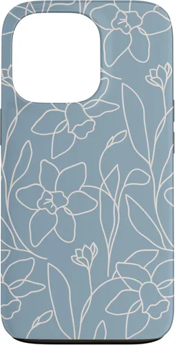 Miniatura 10 de Poppy Flower Line Art Modern Leaves Boho Light Blue Case for iPhone 17
