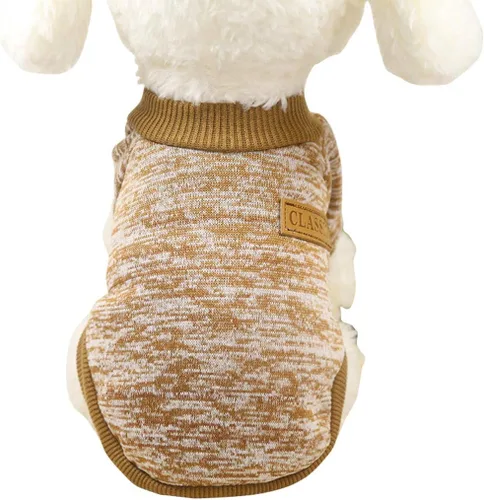 Miniatura 22 de Suéter de punto clásico para perros y mascotas, cálido para invierno, abrigo para mascotas, suéter suave para perros pequeños (XS, marrón)