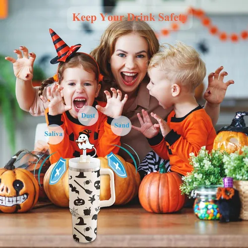 Miniatura 6 de 4 piezas de cubiertas de pajitas de Halloween - Cubierta de pajita espeluznante para vaso Stanley, accesorios de pajitas de silicona para vasos