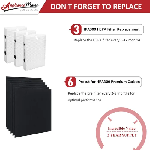 Miniatura 7 de Filtros de repuesto HPA300 para purificadores de aire Honeywell Serie HPA300, HPA300, HPA304, HPA3300, HPA5300, HPA5350, HPA8350, Parte HRF-R3, 3