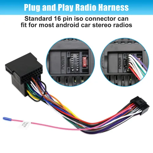 Miniatura 5 de Adaptador de arnés de cableado de radio estéreo ISO de 16 pines para reemplazo de radio de coche Hyundai Verna Accent Kia Android