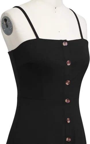 Miniatura 4 de Berydress - Vestidos informales, de playa y de verano para mujer, de color liso, de algodón, favorecedores, acampanados, con tirantes delgados