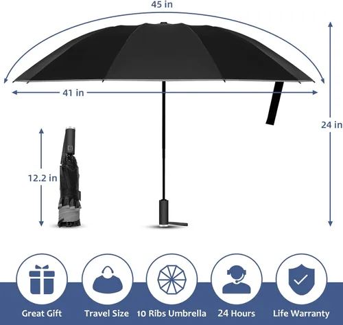 Miniatura 6 de VOUUY 2-Pack Travel Umbrella, Unbreakable 10 RIBS Umbrella, Windproof Umbrellas for Rain & Sun, Automatic, Foldable Reverse Rain Umbrella for Women