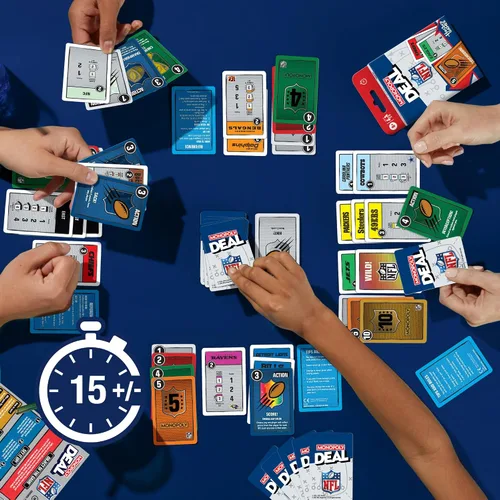 Miniatura 7 de Monopoly Deal NFL Edition Game Juego de cartas oficial de la NFL para familias y niños A partir de 8 años 2 a 5 jugadores 15 minutos